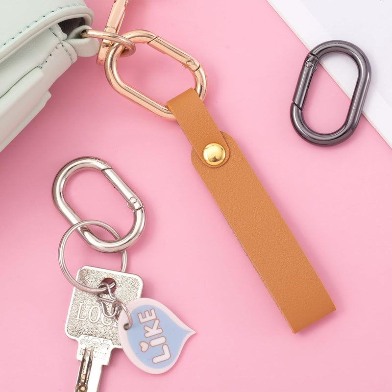 STSTR 3pcs Oval Spring Ring Clips, Metal Keyring Purse Clip, Heavy Duty Opening O Ring Carabiner for Keychains,Backpacks, Keys - Image 4